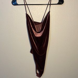 Red velvet spaghetti strap dress bodysuit